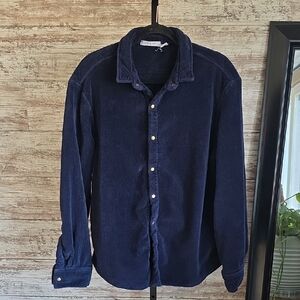 Adam Mar Montauk Oxford Navy Shirt Hybrid Jacket Mens Size Large